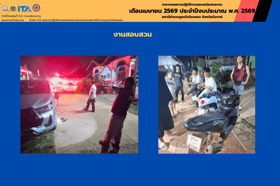 งานสอบสวน สภ.บึงโขงหลง ตรวจสอบเหตุรถเสียหลักพุ่งชน