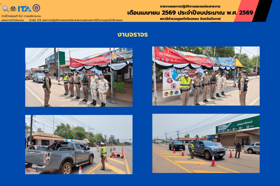 งานจราจร สภ.บึงโขงหลง ตั้งจุดตรวจกวดขันวินัยจราจร
