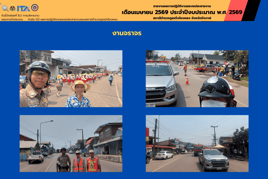 งานจราจร สภ.บึงโขงหลง อำนวยความสะดวกขบวนแห่สงกรานต์