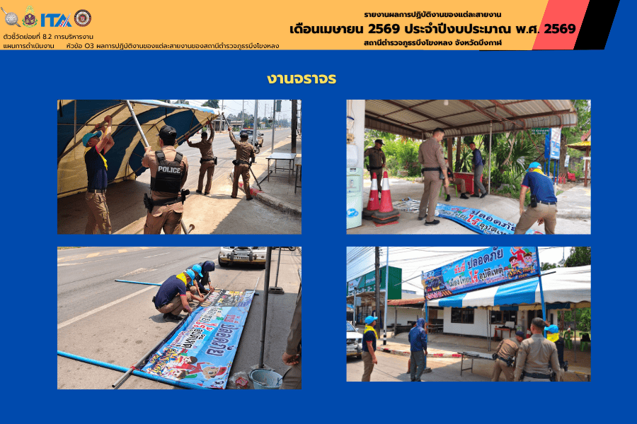 งานจราจร สภ.บึงโขงหลง ตั้งจุดบริการประชาชน 7 วันอันตราย