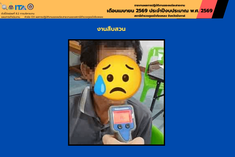 งานสืบสวน สภ.บึงโขงหลง จับกุมผู้ต้องหาเมาแล้วขับ